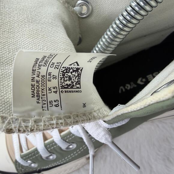 Converse CTAS Lift Platform Leather Sneakers Green Beige Women's 6.5 - Picture 9 of 10